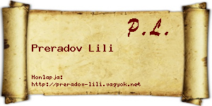 Preradov Lili névjegykártya